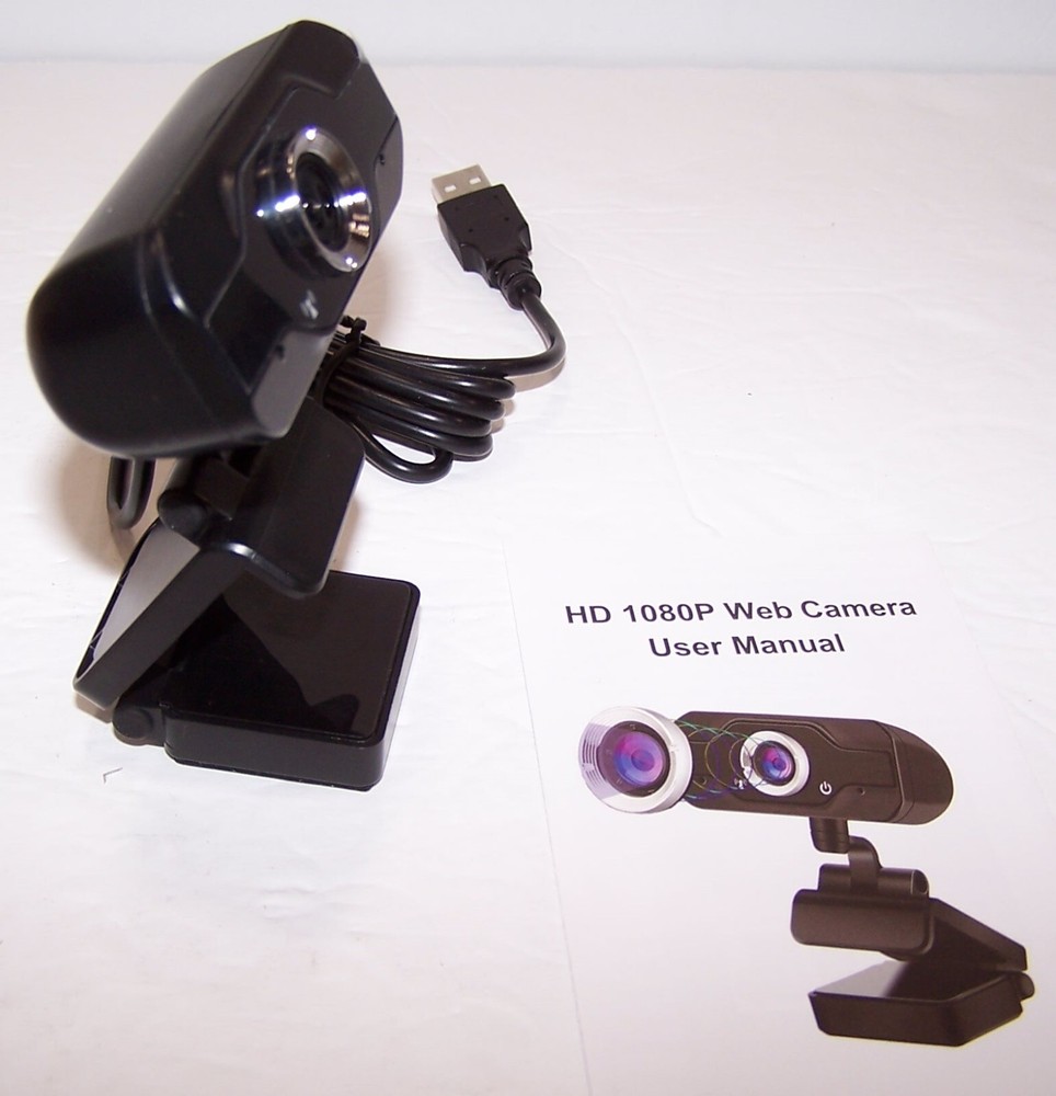 Muhoop 1080P PC Webcam with Microphone USB Wide Angle BLACK