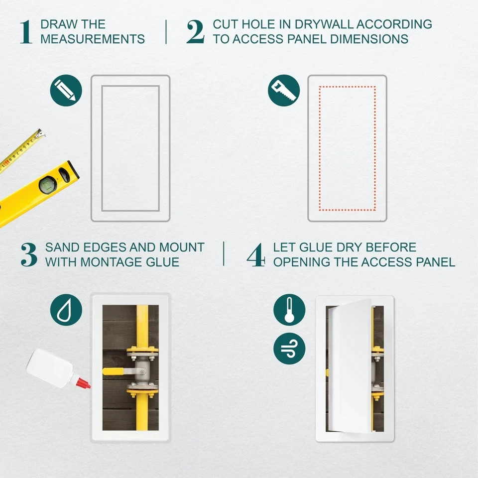 6" x 12" White Plastic Access Panel. Service Shaft Door Panel. Plumbing Elect...