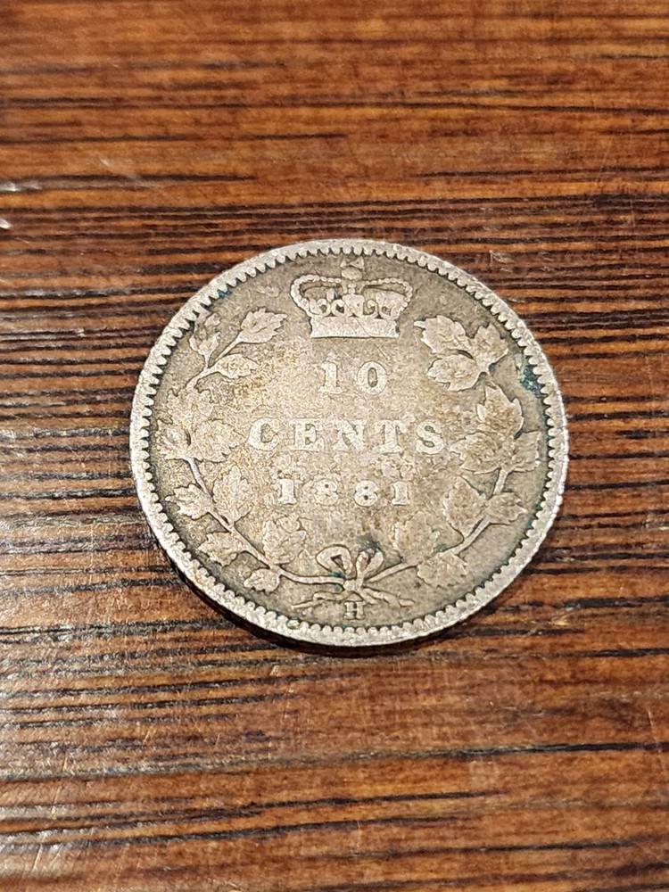 1881H Canada 10 Cents Silver Coin