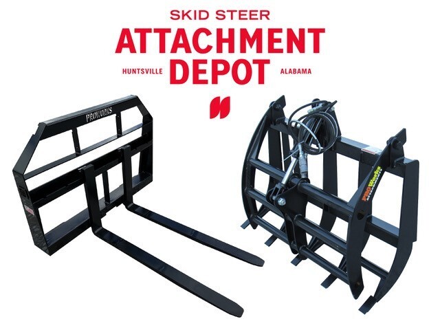 48" Root Rake Clam Grapple and 42" Long Pallet Forks Attachment ComboQuickAttach