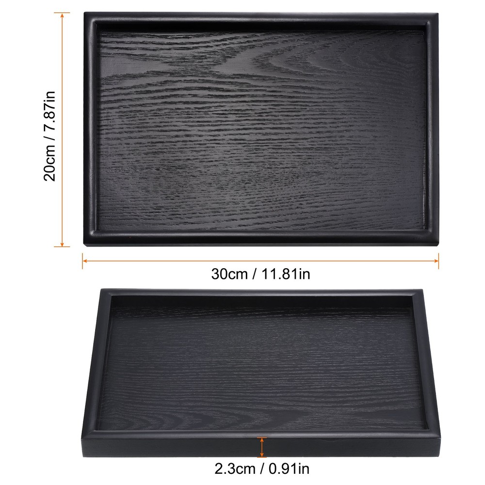 Wood Serving Tray 12"x8" Outer Base Rectangular Decorative Platter Black