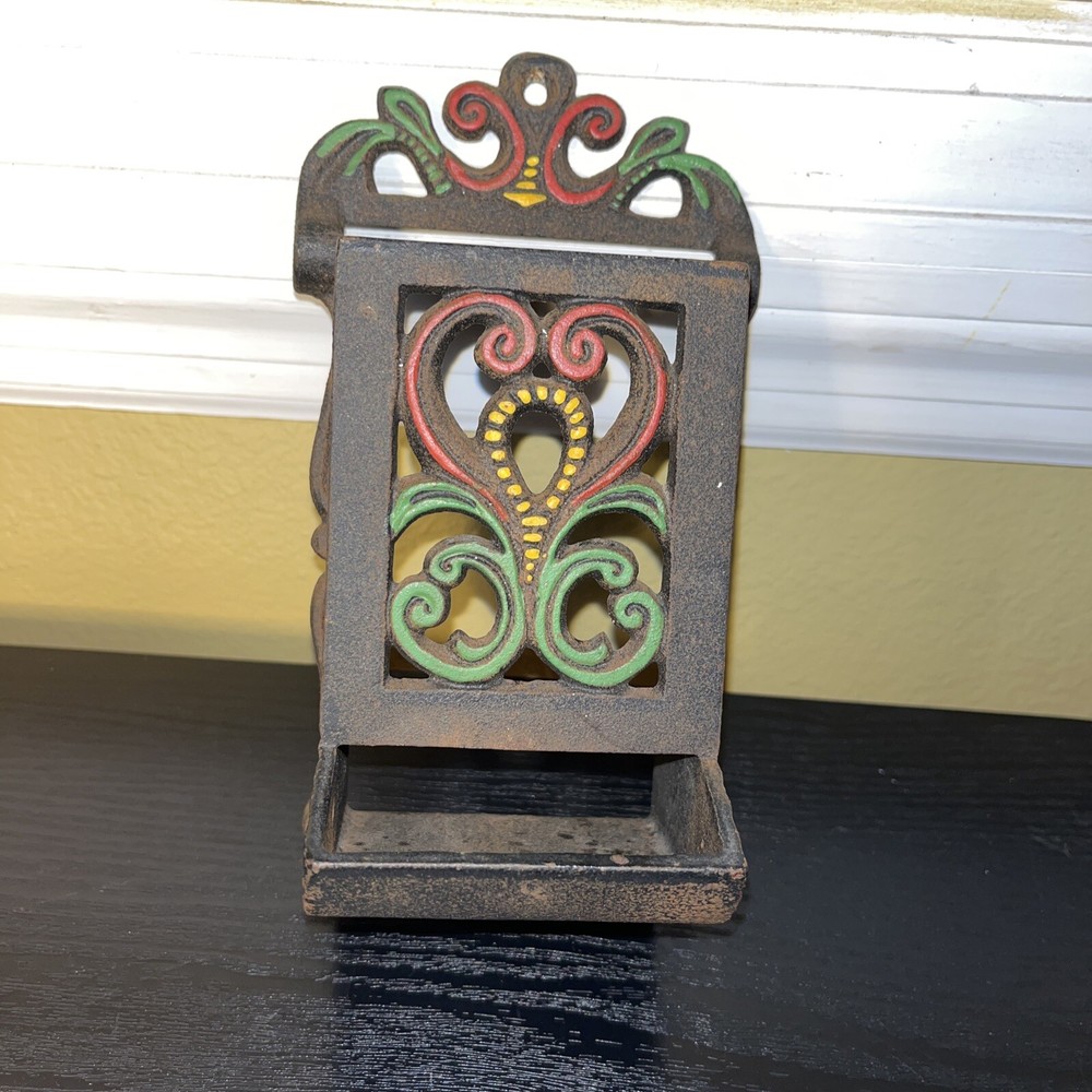 Vintage WILTON Cast Iron Wall Mount Matchbox Match Holder