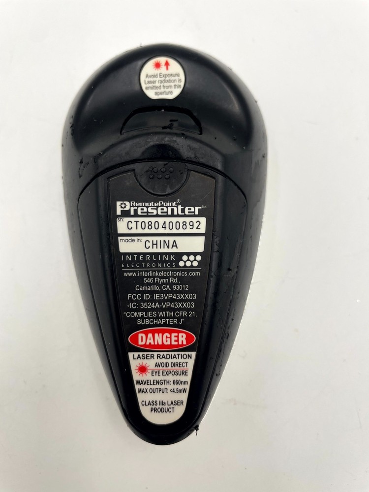 Interlink Electronics 3524A-VP43XX03 Remote Point Presenter Black Wireless