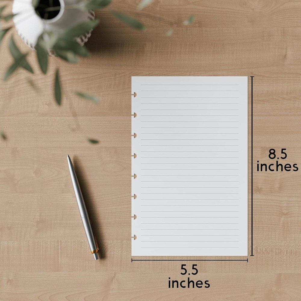 Discbound Half-Letter Size Lined Paper Refill, 250 Sheets 250 Sheets, White