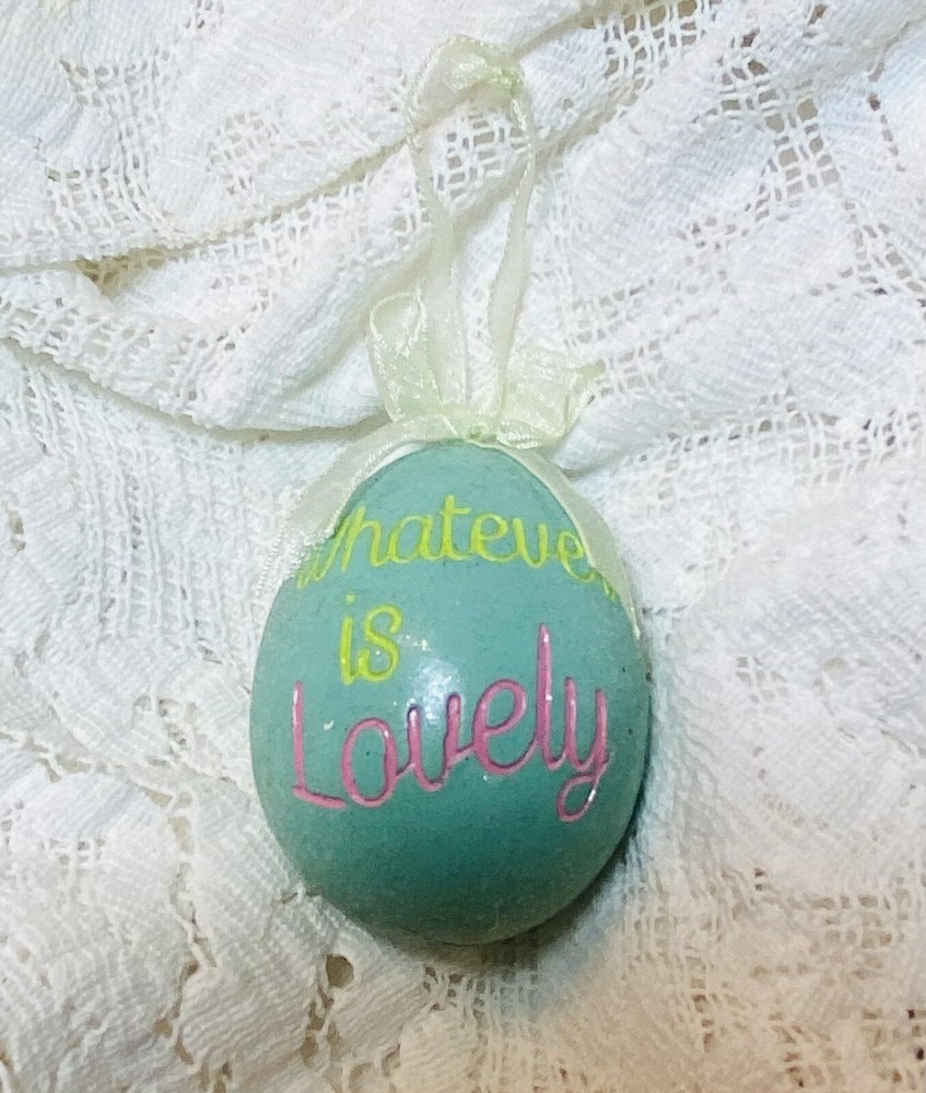 Whatever is Lovely Green Egg Ornament Easter Decoration