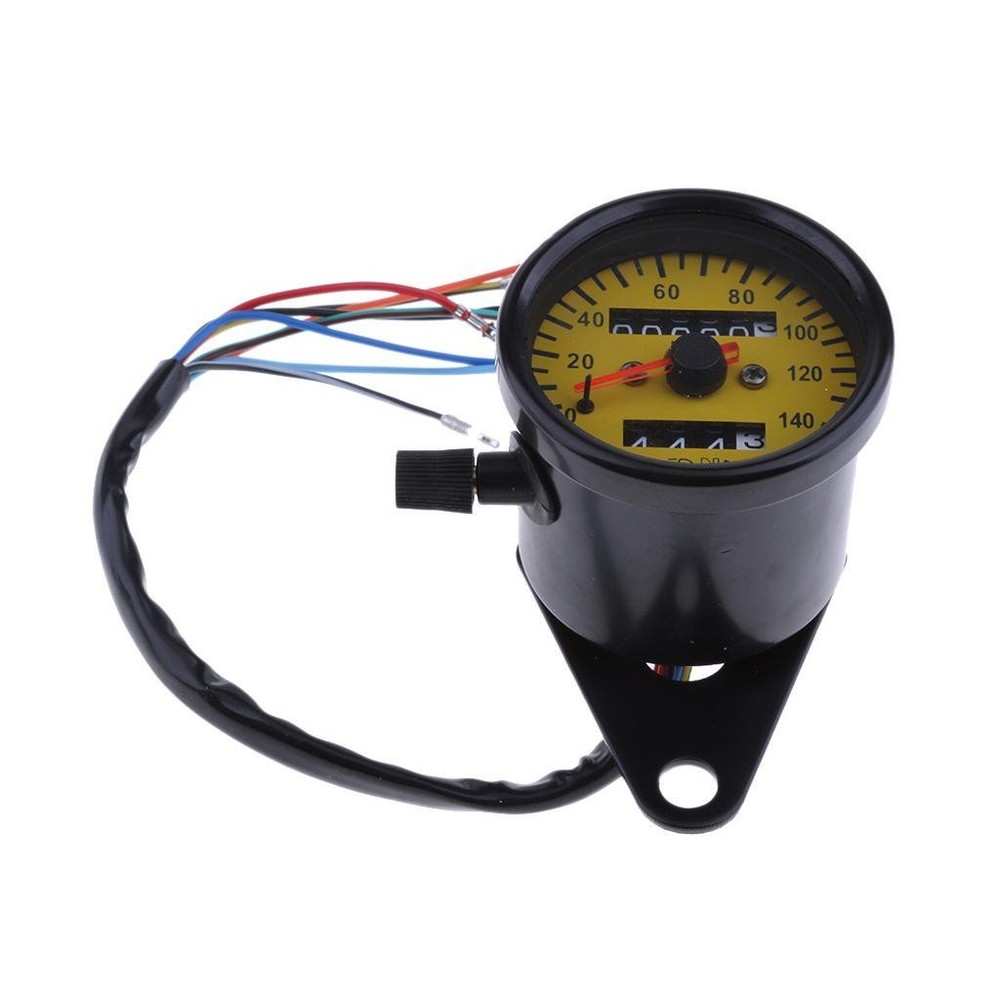 Motorcycle Speedometers Meter DC 12V Yellow Dial 60Mm