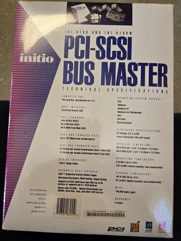 PCI SCSI Bus Master Host Adapter High Performance Sealed