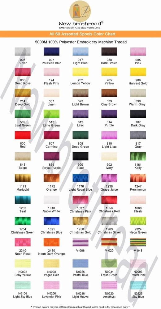 New brothreads 60 Assorted Colors Huge Spool 5000M Embroidery