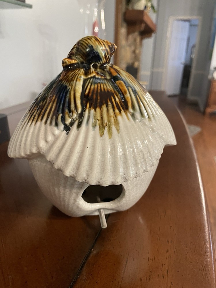 Ceramic Glazed Hanging Birdhouse Shell On Top