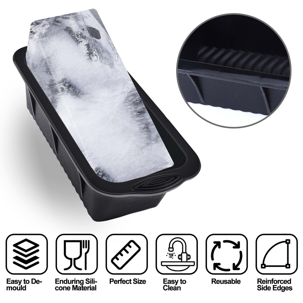 XANGNIER Extra Large Ice Block Mold,4 Pack 9.4lbs extra large, Black-4 pack