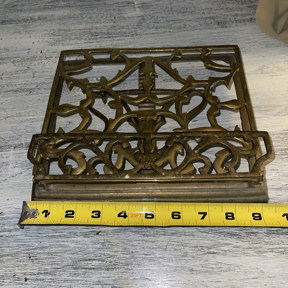 Vintage Solid Ornate Brass Folding Adjustable Book/Bible stand