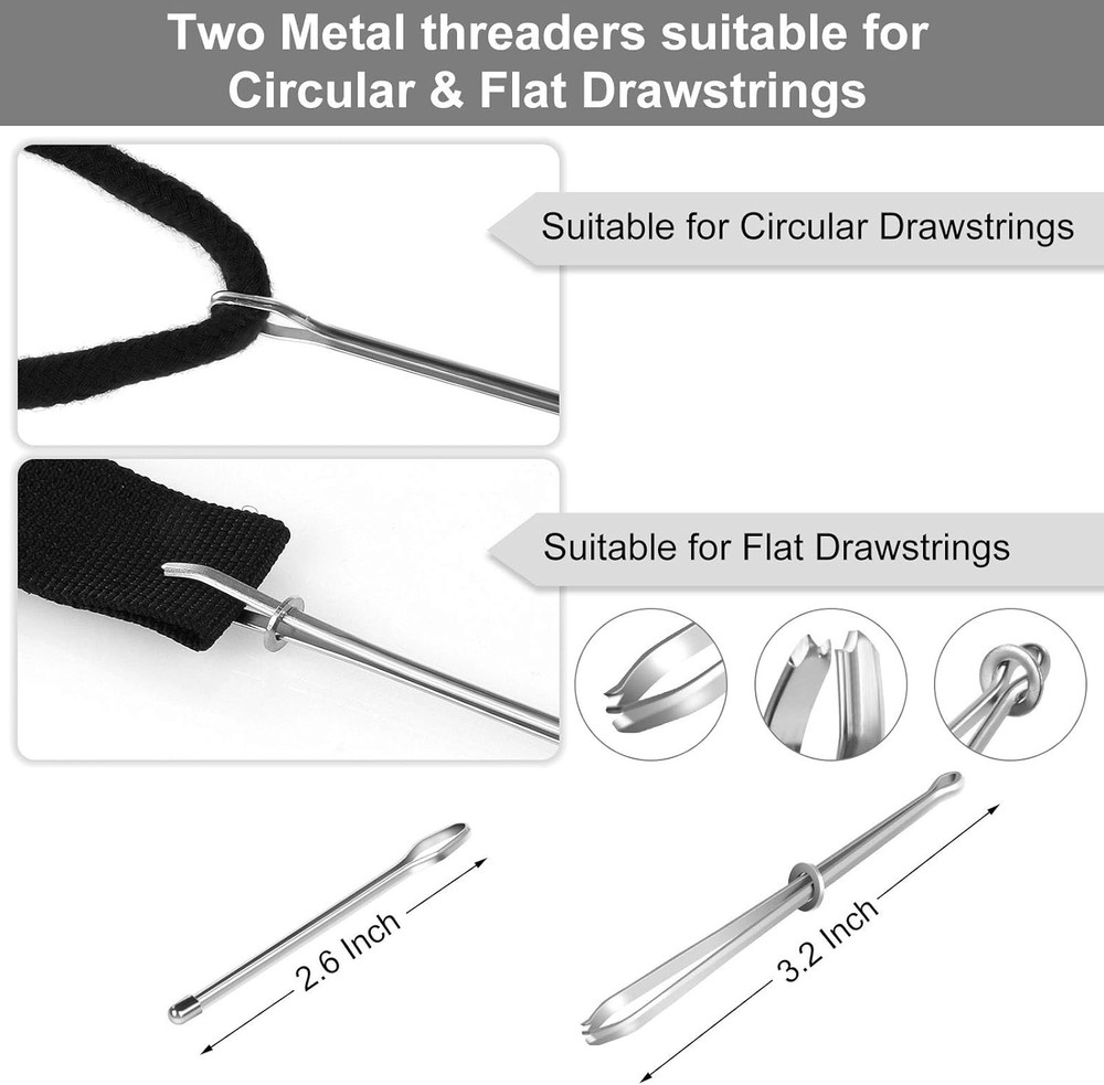 16 PCS Drawstring Threader, Loop Turner Sewing Tool with Flexible Hoodie String