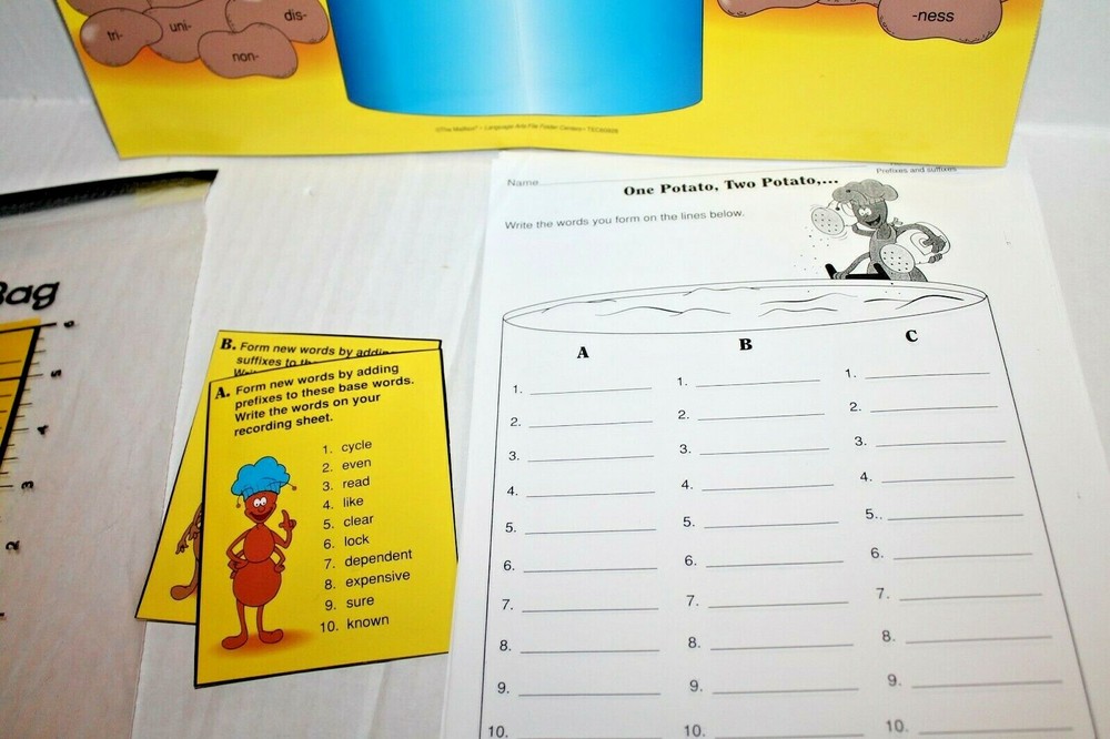 Prefixes and Suffixes Center Language Arts Folder Game Activity Grades 3-4