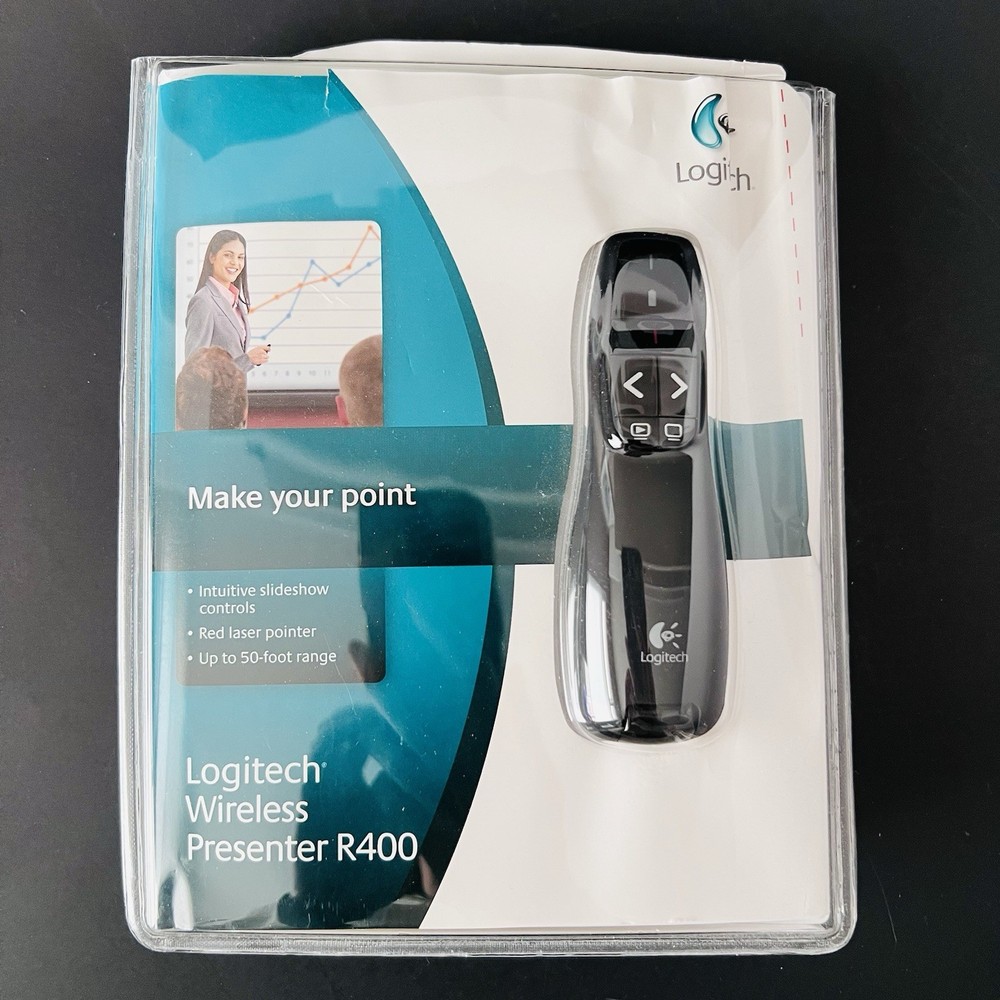 Logitech R400 USB Wireless Presentation Pointer Laser w/ Case TESTED WORKS!