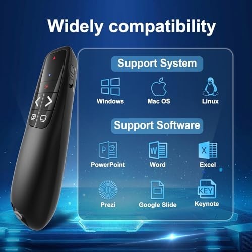Wireless Presentation Clicker Remote with Red Laser Pointer - Long Range PPT Adv