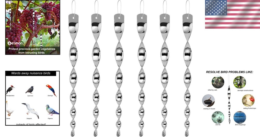 Silver Reflective Rods for Bird Control