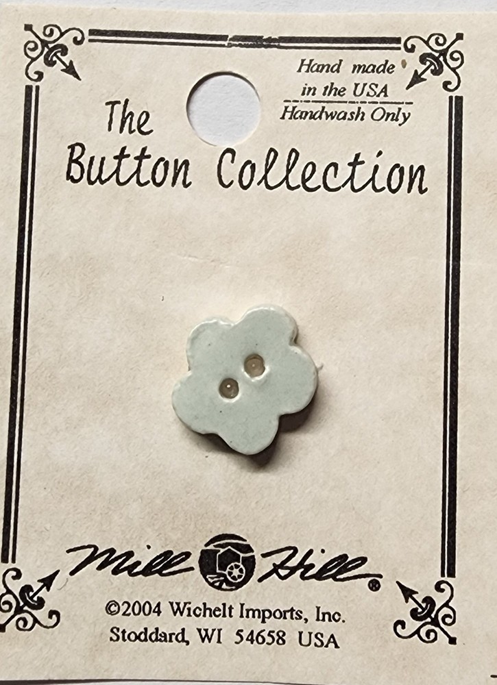 DIY Mill Hill Ceramic Button - Seafoam Posy Flower