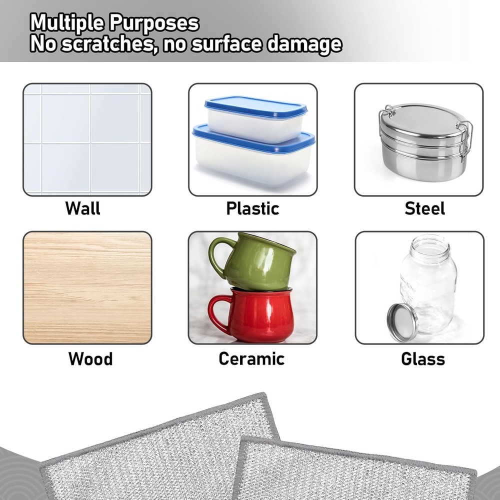 10 Pcs Non-Scratch Wire Dishwashing Rags - Elegant & Practical Kitchen Solution