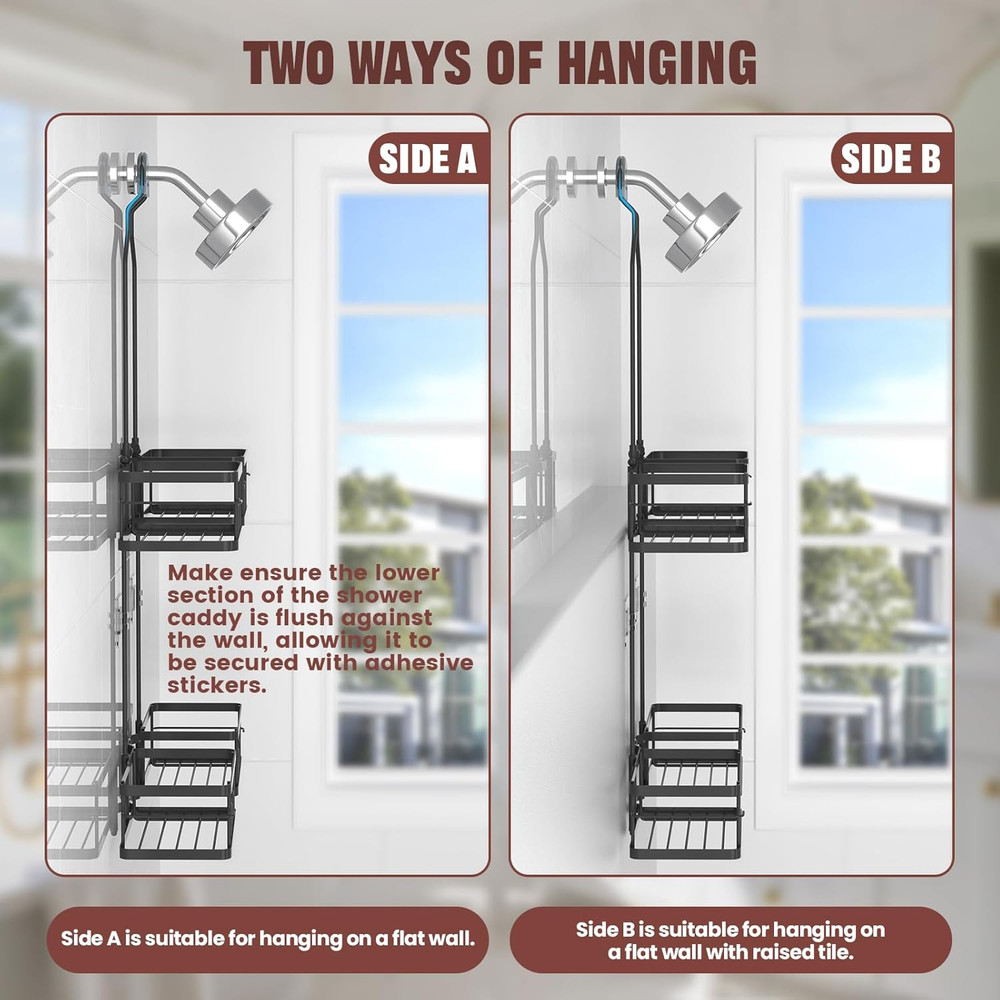 Adjustable Shower Caddy Hanging Rustproof Shower Caddy for Handheld Sh