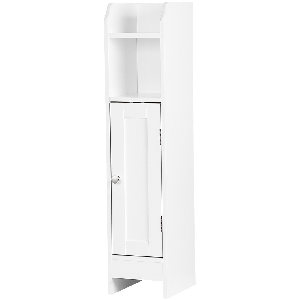 Bathroom Corner Floor Cabinet with Doors and Adjustable Shelf for Small Spaces
