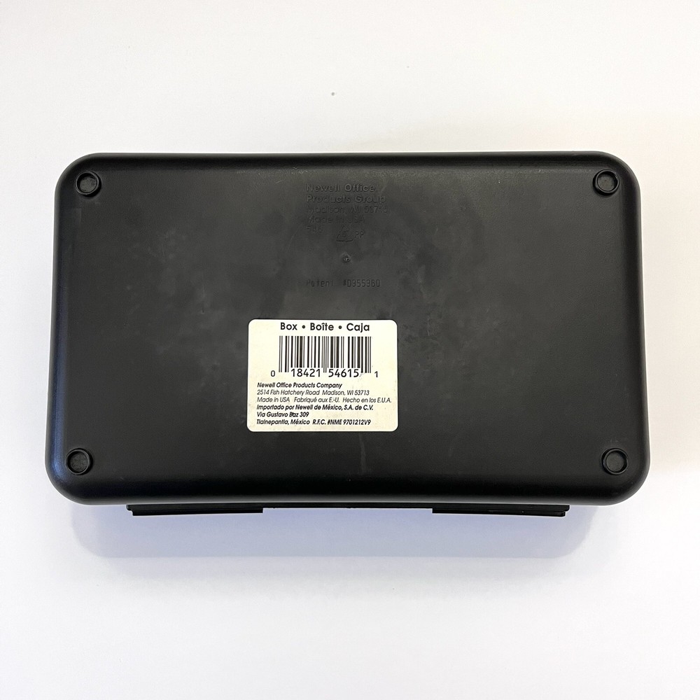 SpaceMaker Pencil Box Blue Top Black Bottom Bumpy Plastic Storage Container 90s