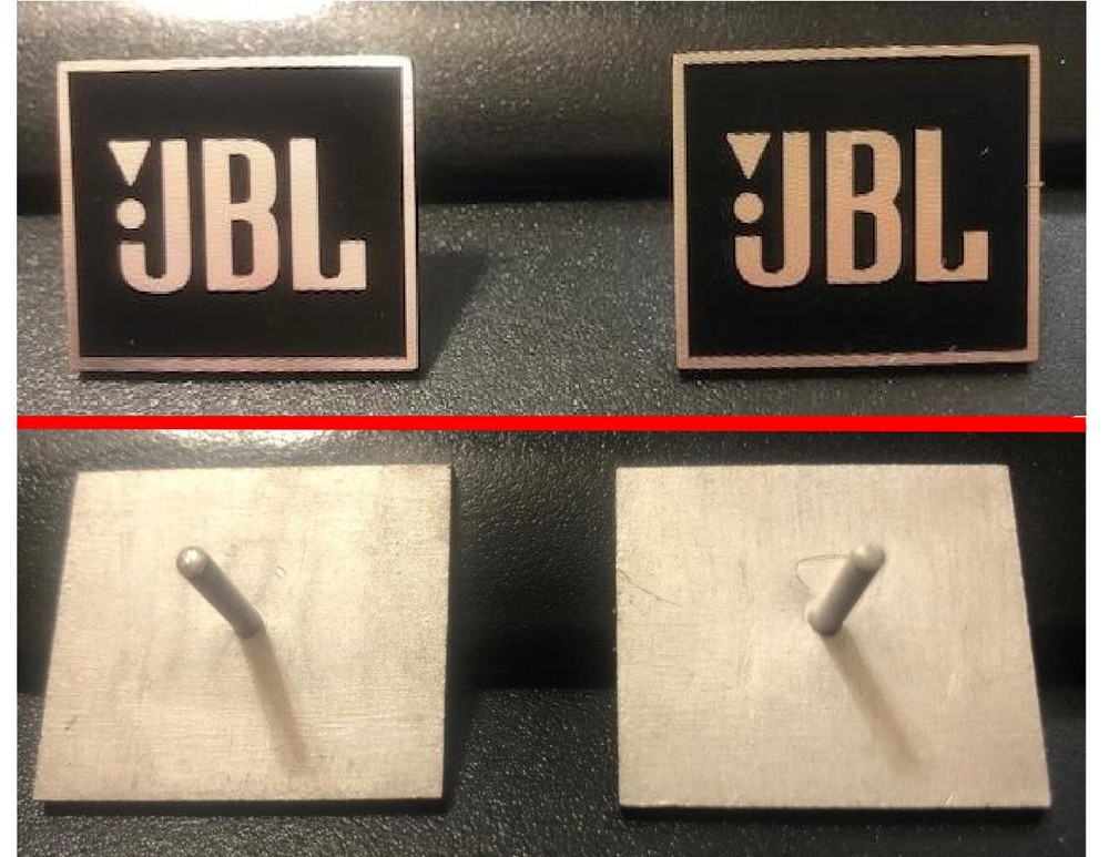 2 New Silver JBL speaker badges / logos with Mounting Post