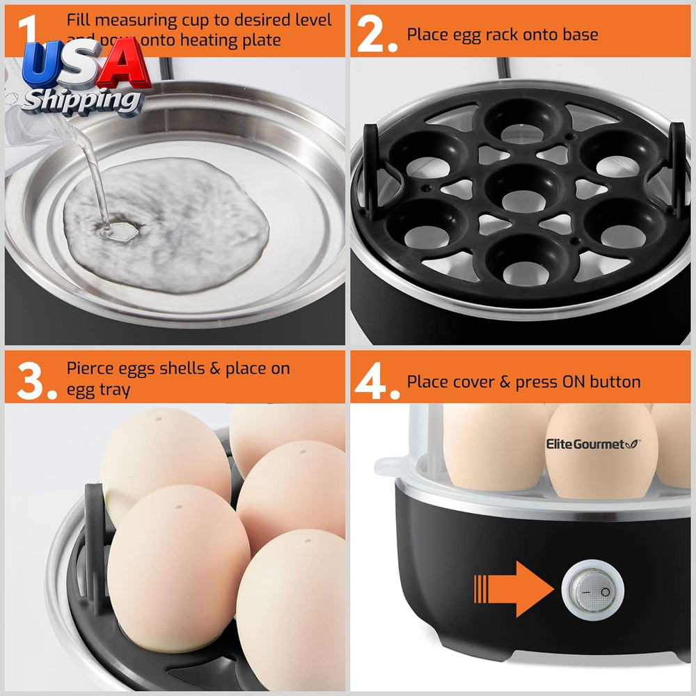 EGC115B Easy Egg Cooker Electric 7-Egg Capacity, Soft, Medium, Hard-Boiled Egg C