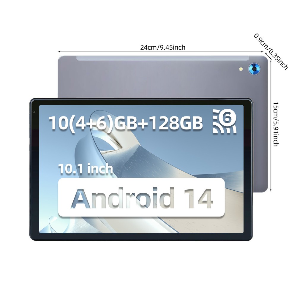 10.1 inch Android 14 Tablet 10+128GB IPS Touchscreen Octa-core Processor Wi-Fi