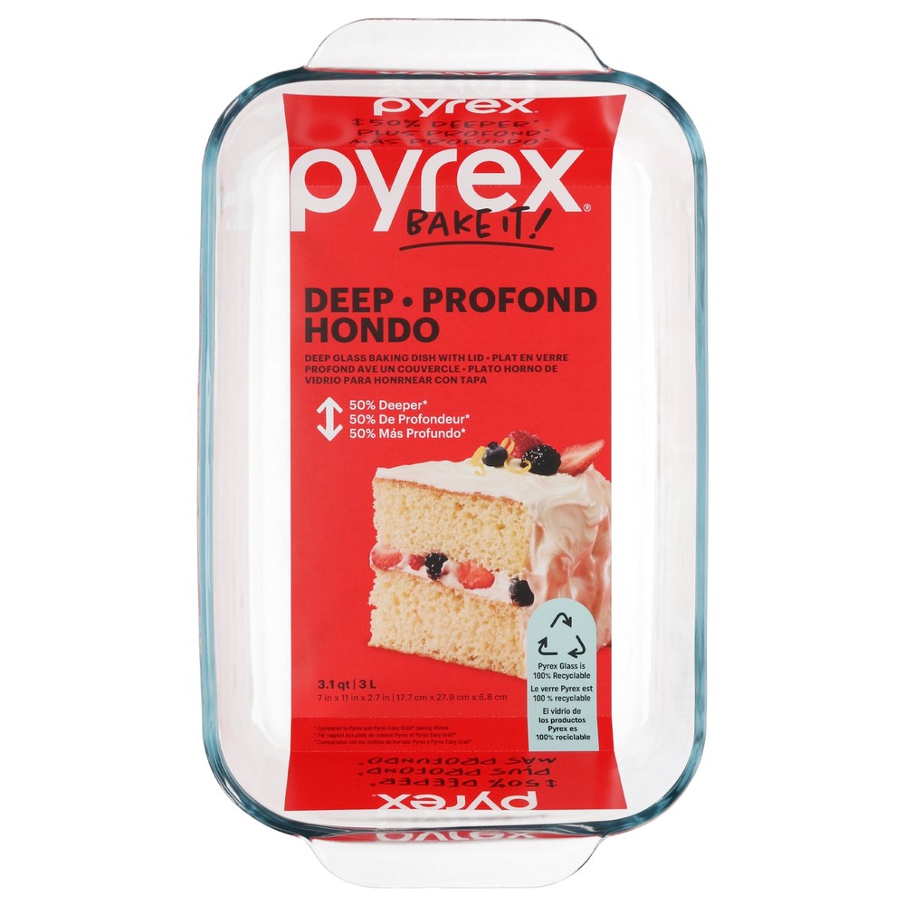 Pyrex 232-D 3-Quart Deep Glass Baking Dish - Made in USA