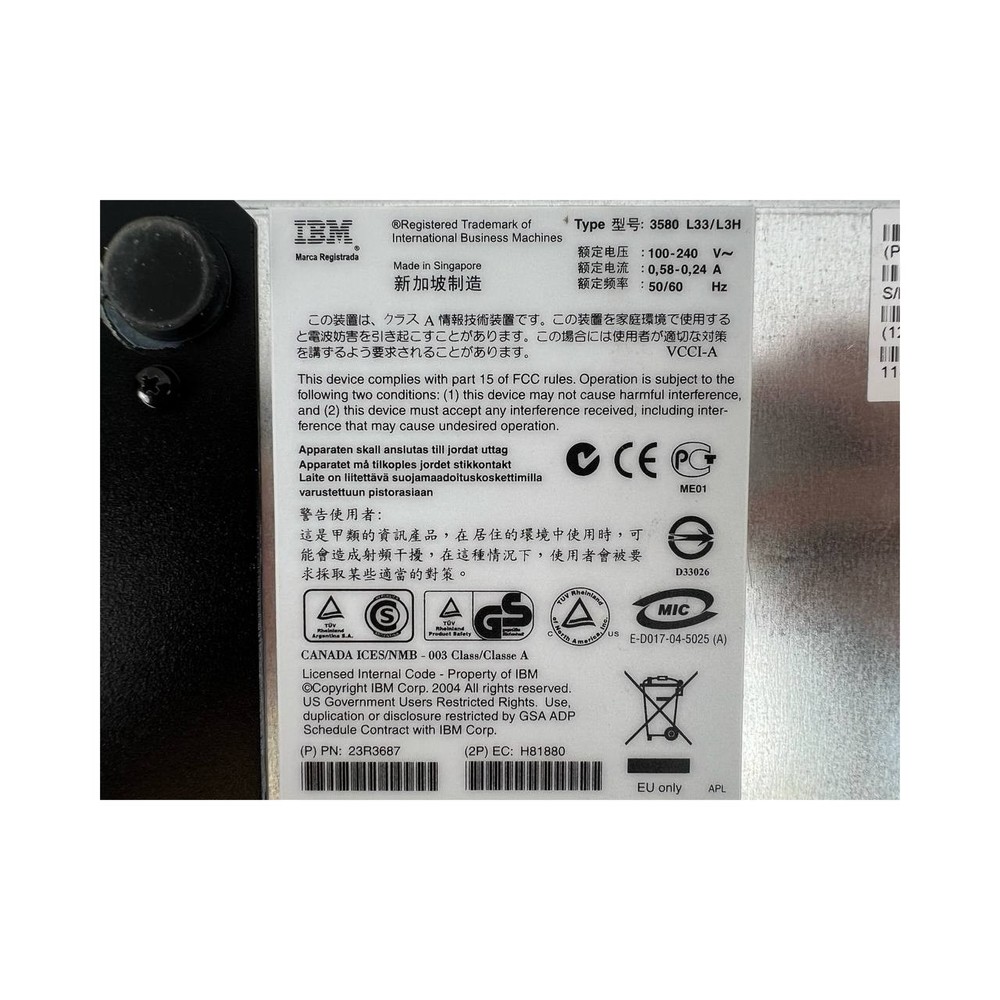 IBM 3580 L33/L3H System Storage External Tap Drive