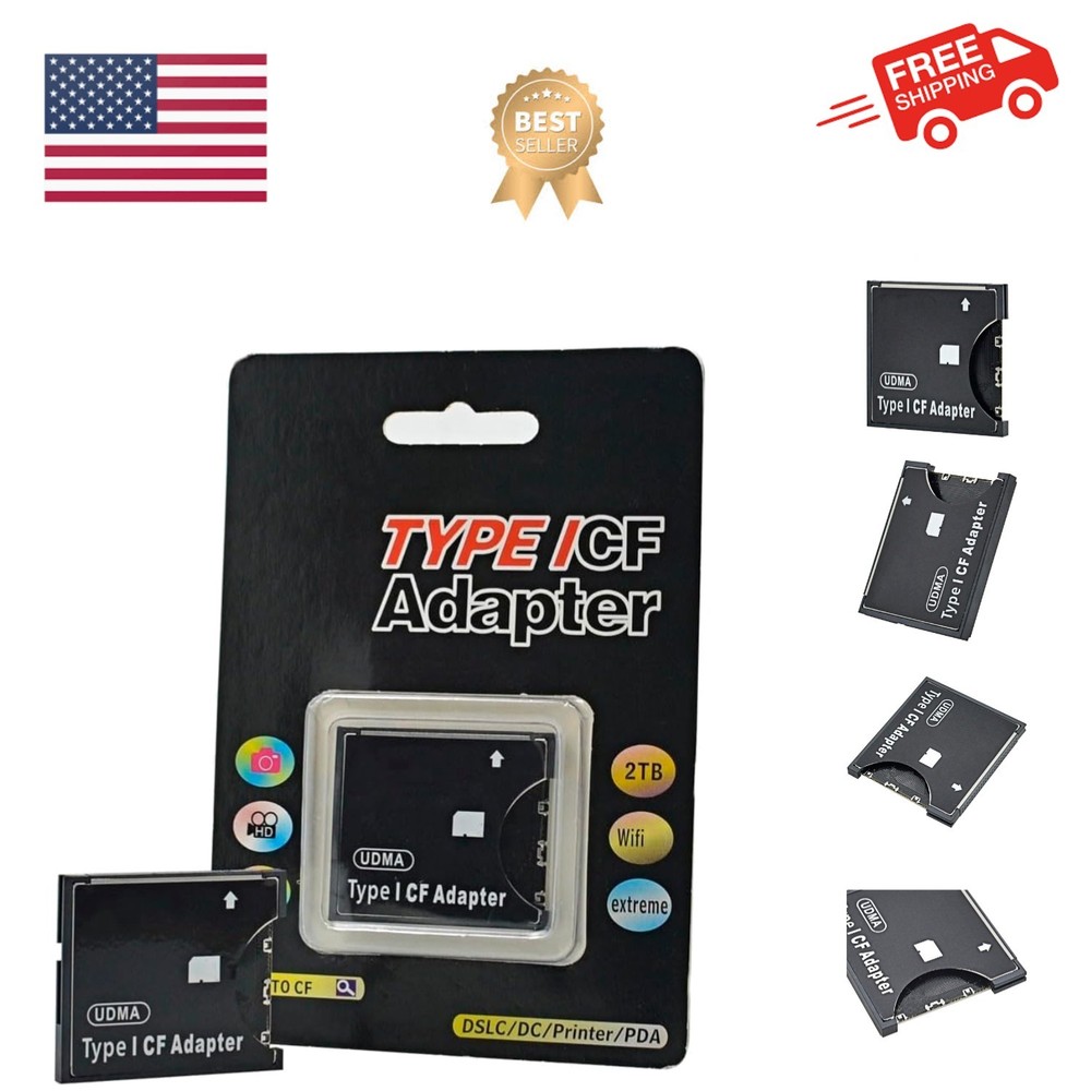 High Speed Secure Digital to CF Standard Compact Flash Type I Card Adapter Co...