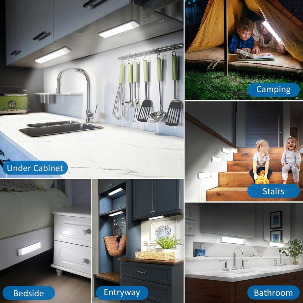 Rechargeable Motion Sensor Under Cabinet LED Light Bar 2-Pack, Cool White