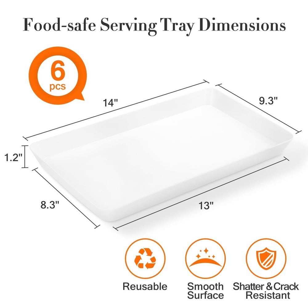 WOWBOX 6-pc Serving Tray Set for Entertaining Platters – Snacks, Fruit, Desserts