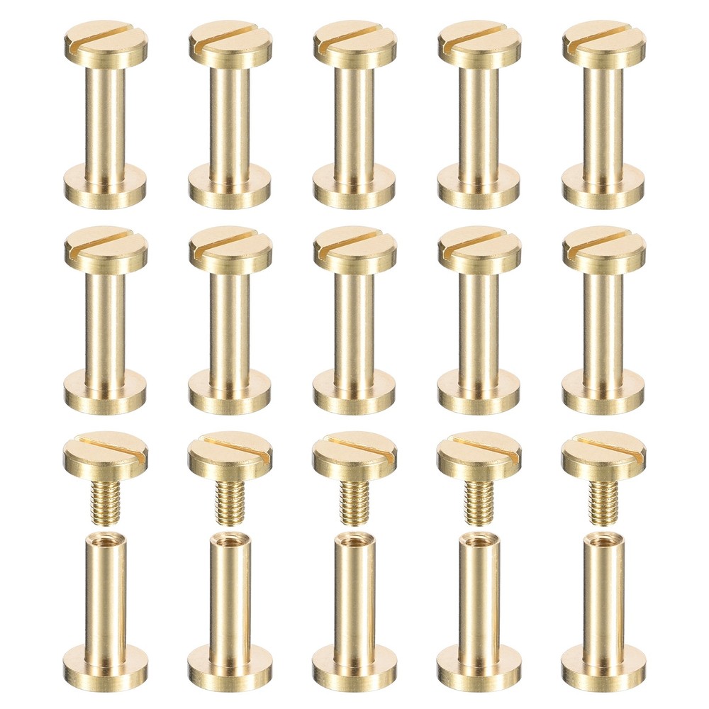 30Pack Brass Chicago Screws, 12x8mm Post Nail Stud Rivets for Leather Craft