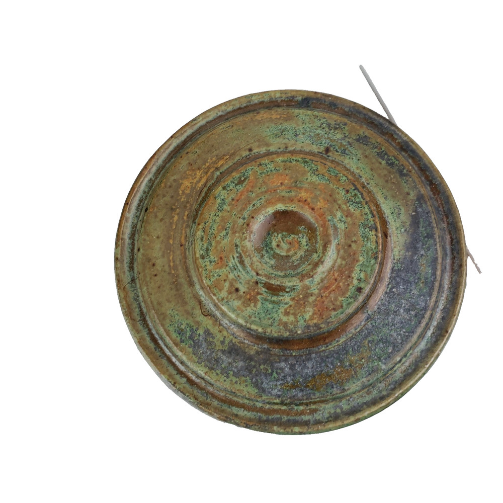 Tea Pot Green Pottery Lid 6-1/2"