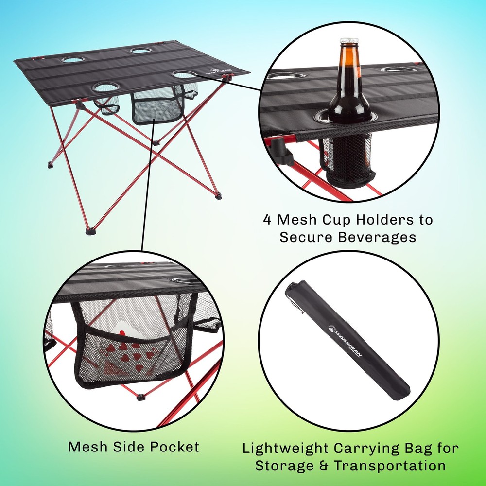 Camping Table 4 Mesh Cupholder Mesh Side Pocket