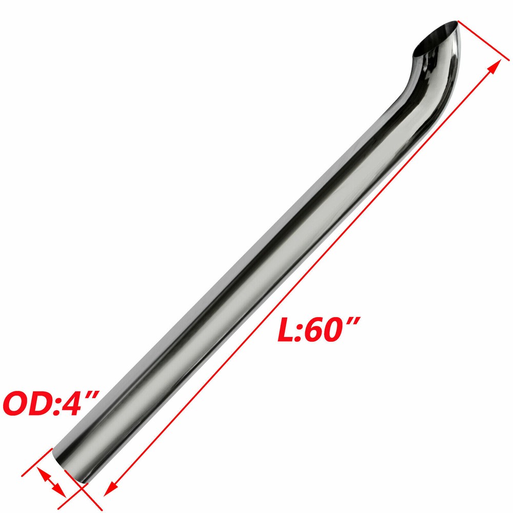 BOZZ Stack Pipe 4" × 60" Od Chrome Curved