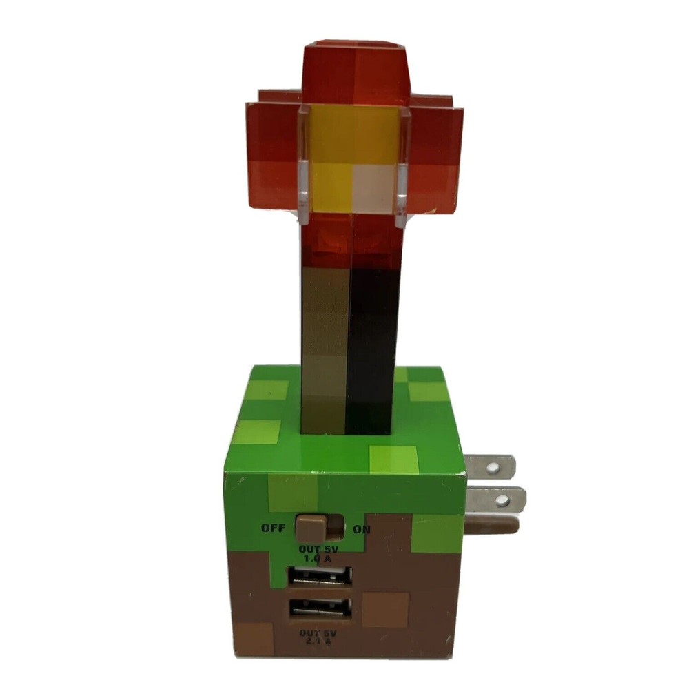Minecraft Torch Night Light w/ Switch and 2 USB Charging Ports 6"