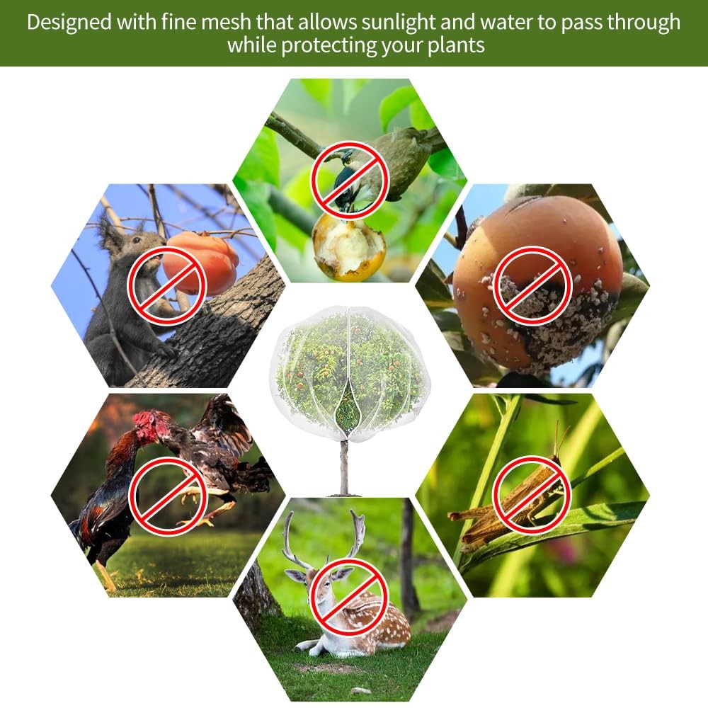 Fruit Tree Netting 1 Pack Extra-Large 15X15ft with Zipper and Drawstring