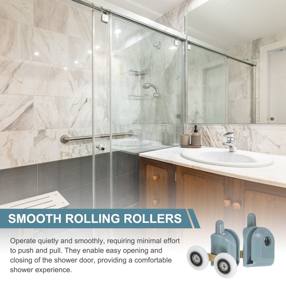 25mm Grey Plastic Double Shower Door Rollers Set