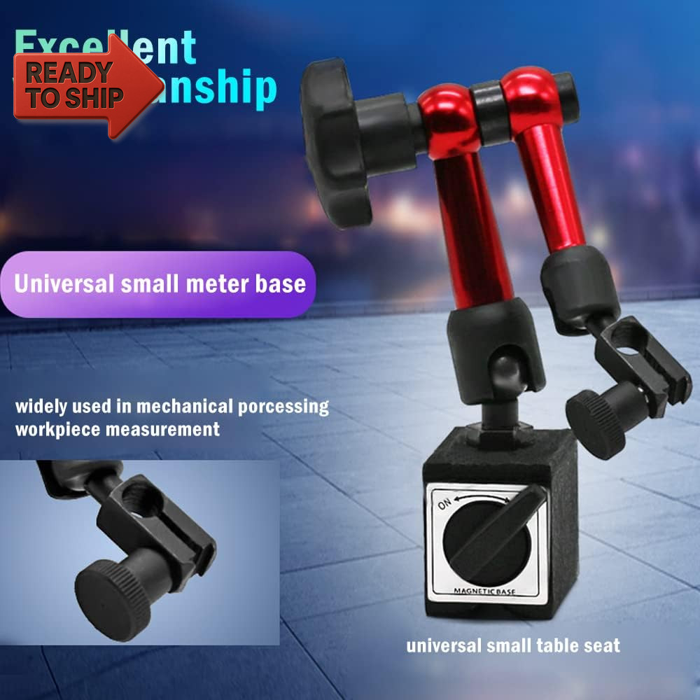 Oudtinx Red Adjustable Magnetic Base Holder for Digital Dial Indicator