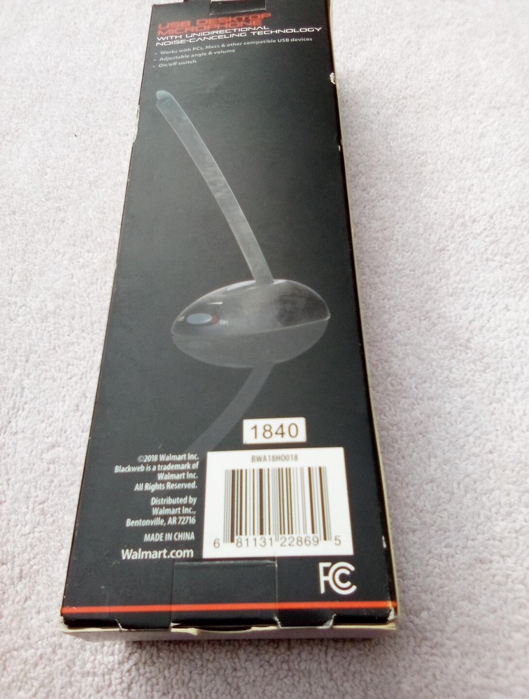 Brand New Blackweb # BWA18HO01 USB Desktop Microphone for Computers PC or MAC