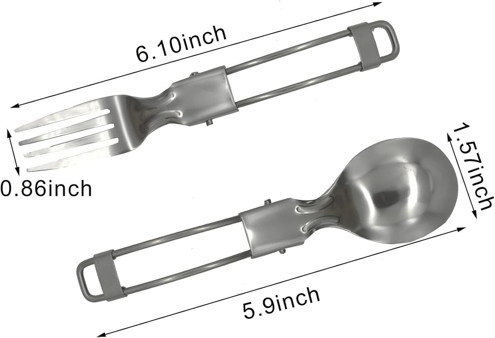 4PCS Folding Camping Utensils Set Portable Stainless Steel Flatware Spoon Fork..