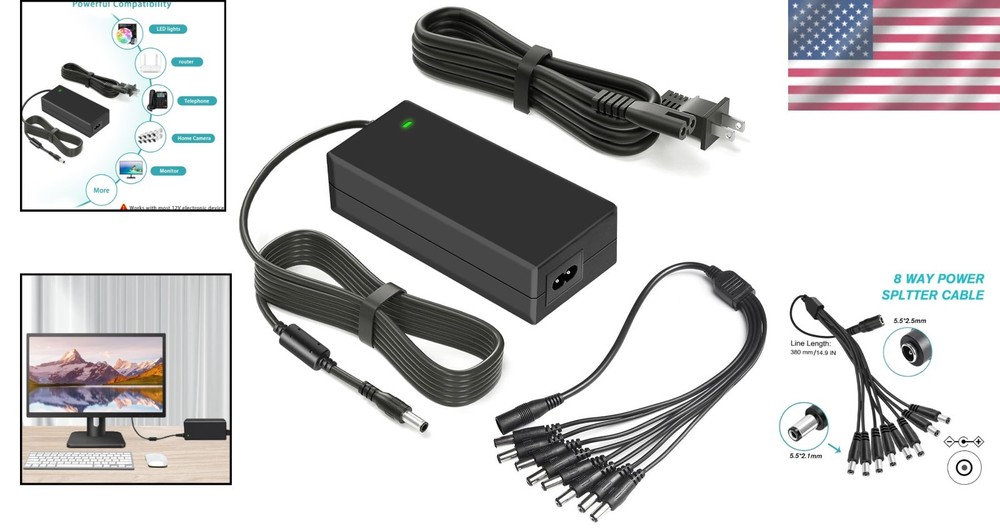 Certified 12V 5A Power Adapter for CCTV Systems with Multi-Device Support