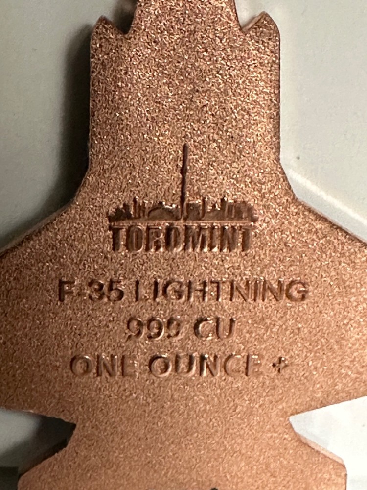 F-35 Lightning Shaped Colorized 1oz .999 Copper