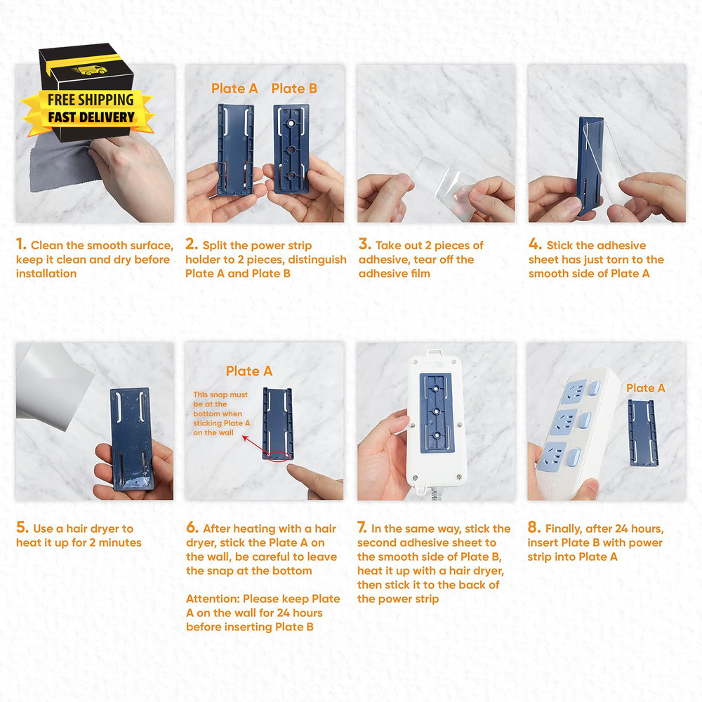 10-Pack Adhesive Punch-Free Socket Holder, Self Adhesive Desktop Socket Fixer, P