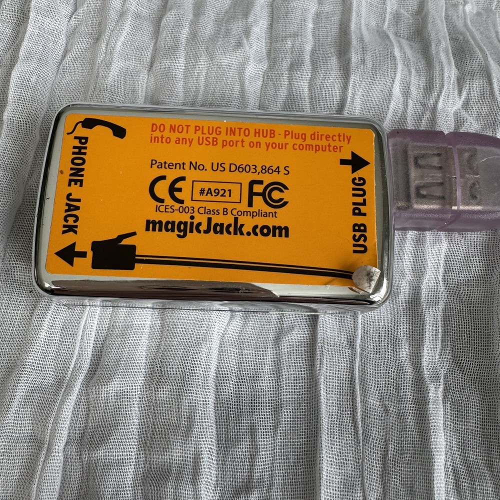 Magic Jack Original Model #A921 USB VoIP Phone Adapter With USB Adapter Preowned
