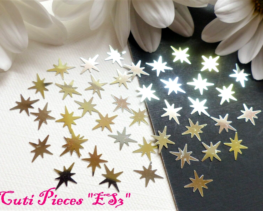 Nail Art Glitter Holographic Gold Mix Exploding Stars Small Pack Spangle ES3