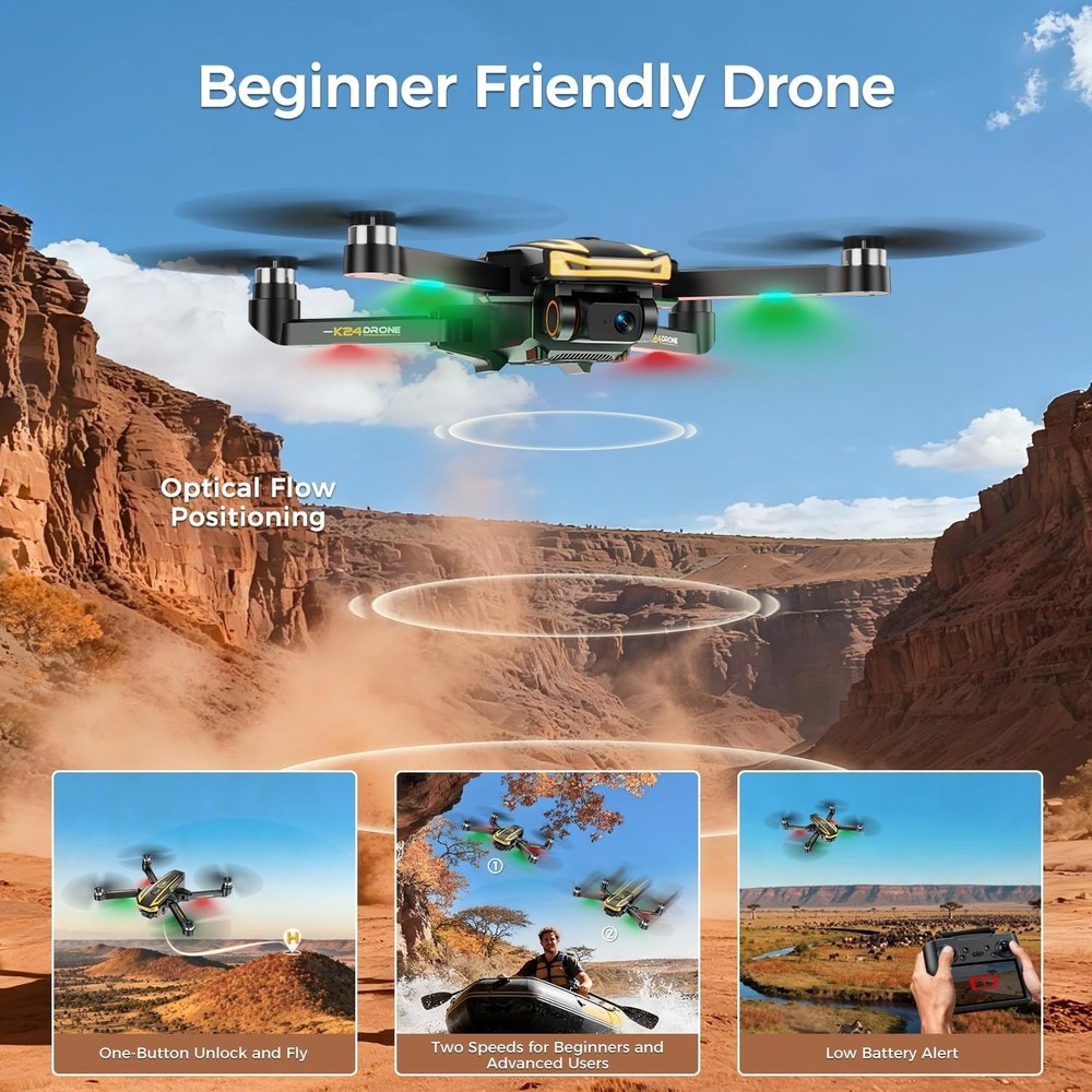 FPV Drone with Camera 4K for Adults,Big Screen on Remote Controller,2 pcs Bat...