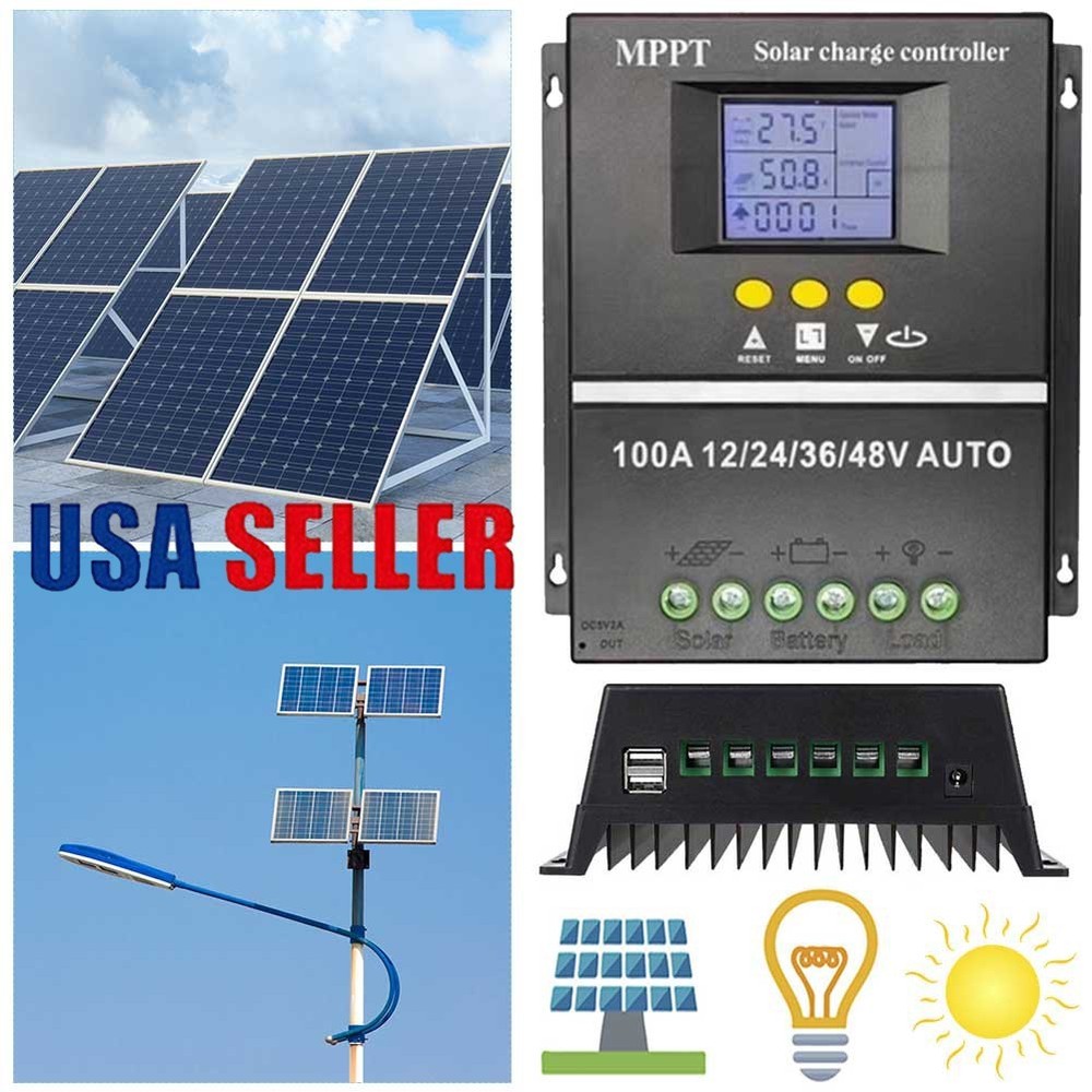 100A MPPT Solar Charge Controllers Solar PV Regulator Portable for Solar Panel